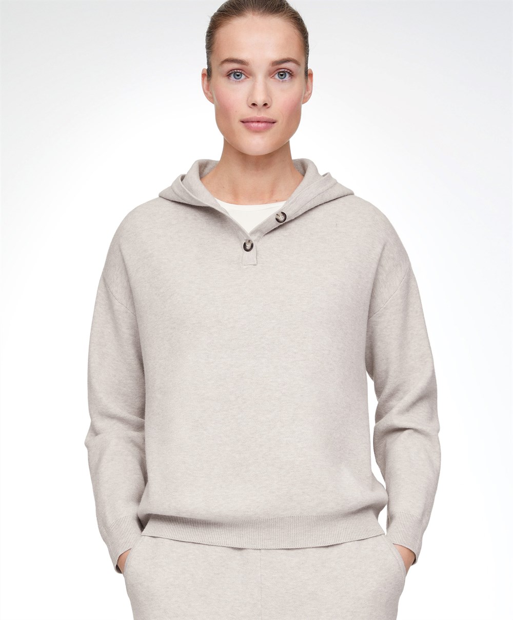 Oysho Knit Κουκουλοφόρος Jumper Stone | KBSDJT-390