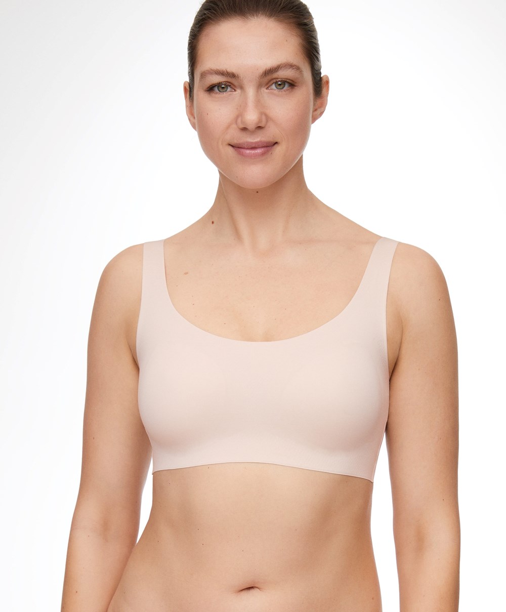 Oysho Laser-cut Invisible T-shirt Bra Top Almond | AYWGOR-573