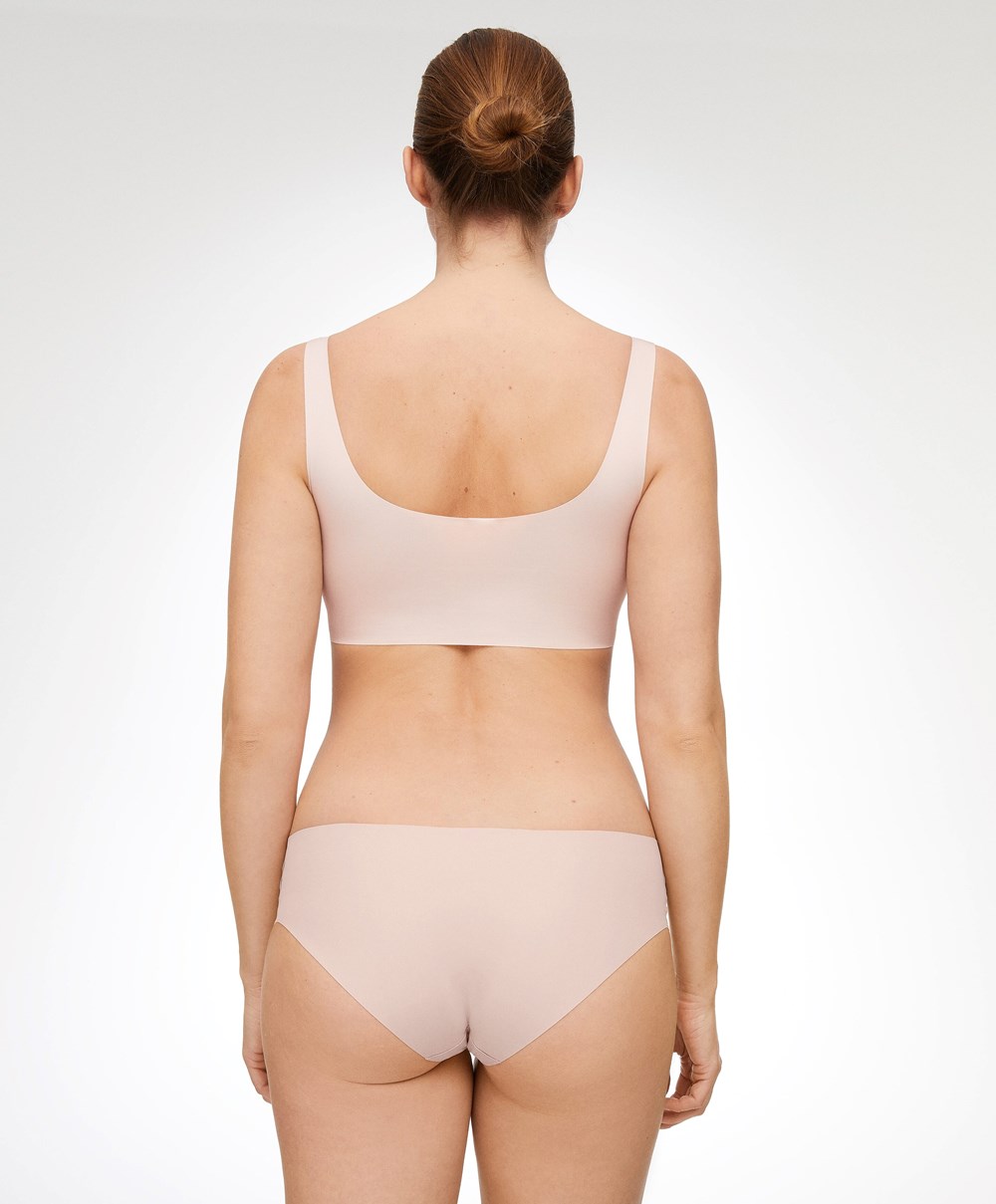 Oysho Laser-cut Invisible T-shirt Bra Top Almond | AYWGOR-573