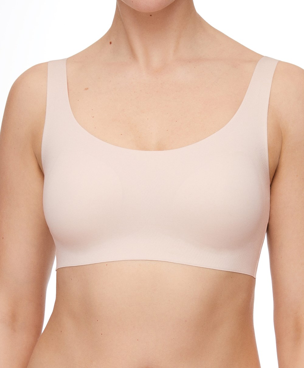 Oysho Laser-cut Invisible T-shirt Bra Top Almond | AYWGOR-573