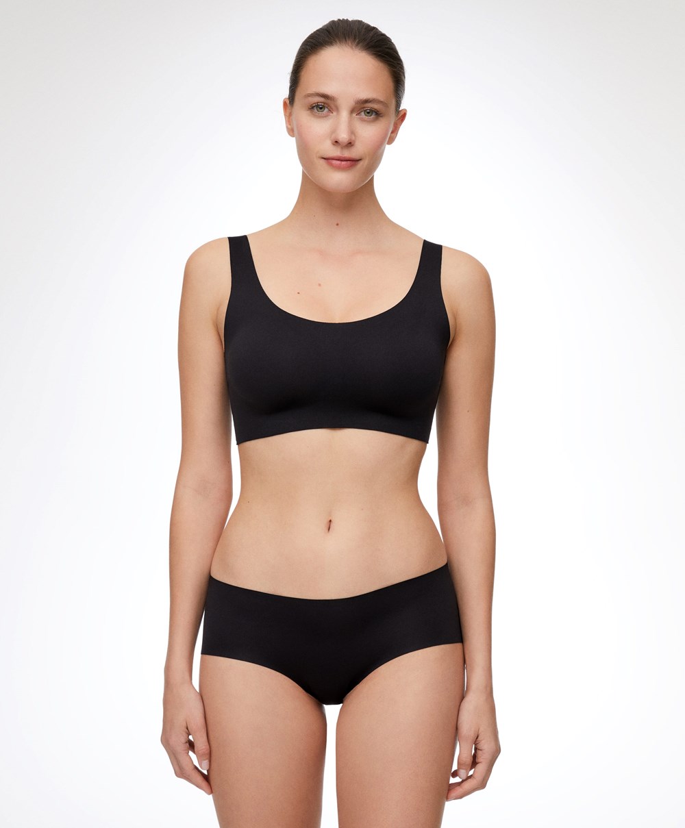 Oysho Laser-cut Invisible T-shirt Bra Top μαυρα | IHUMRT-548