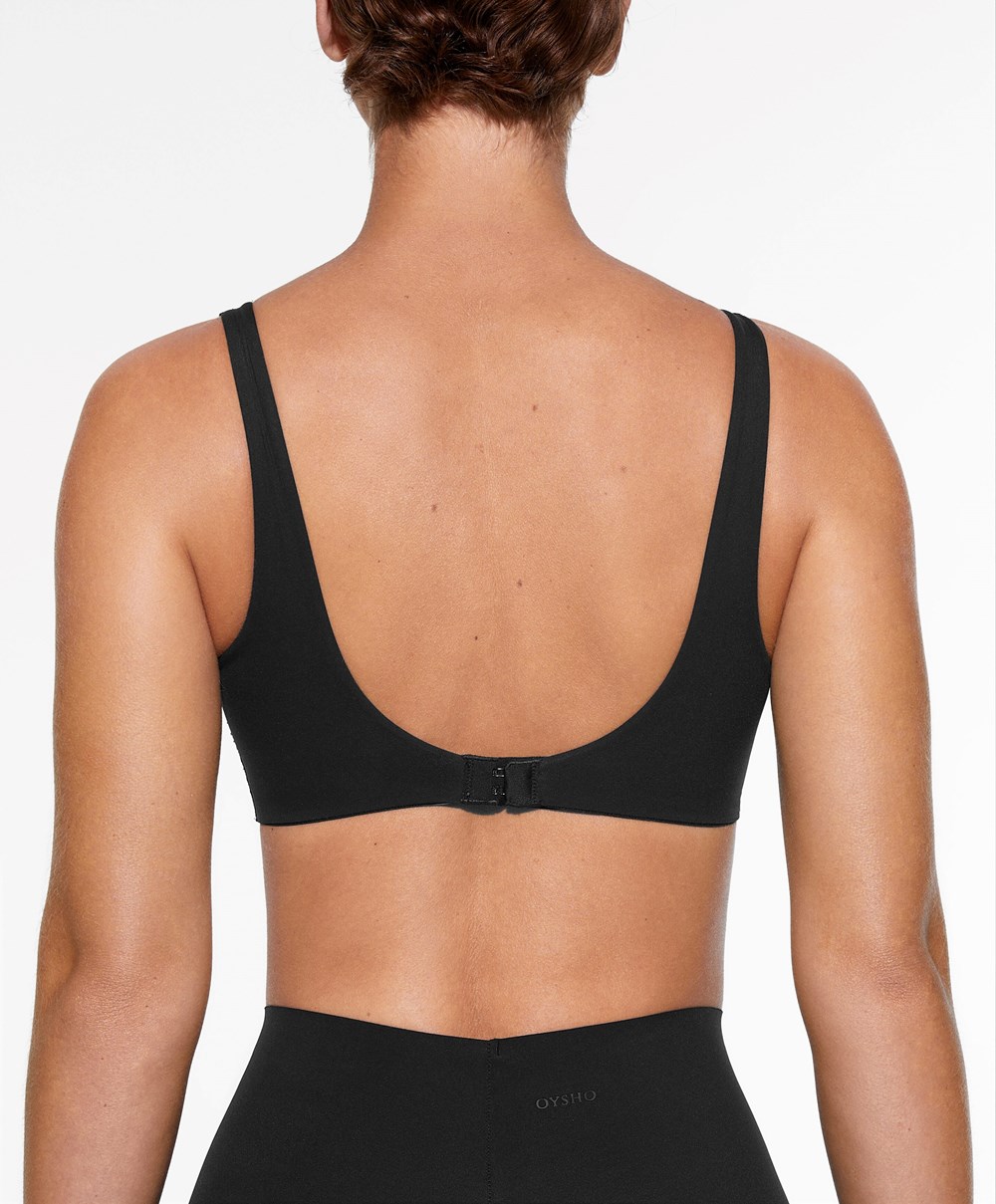 Oysho Light Touch Medium-support Sports Bra μαυρα | AZWTCV-052