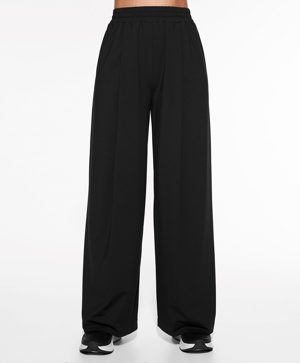 Oysho Light Touch Oversize Ευθεία-leg Trousers μαυρα | DOQWTH-384