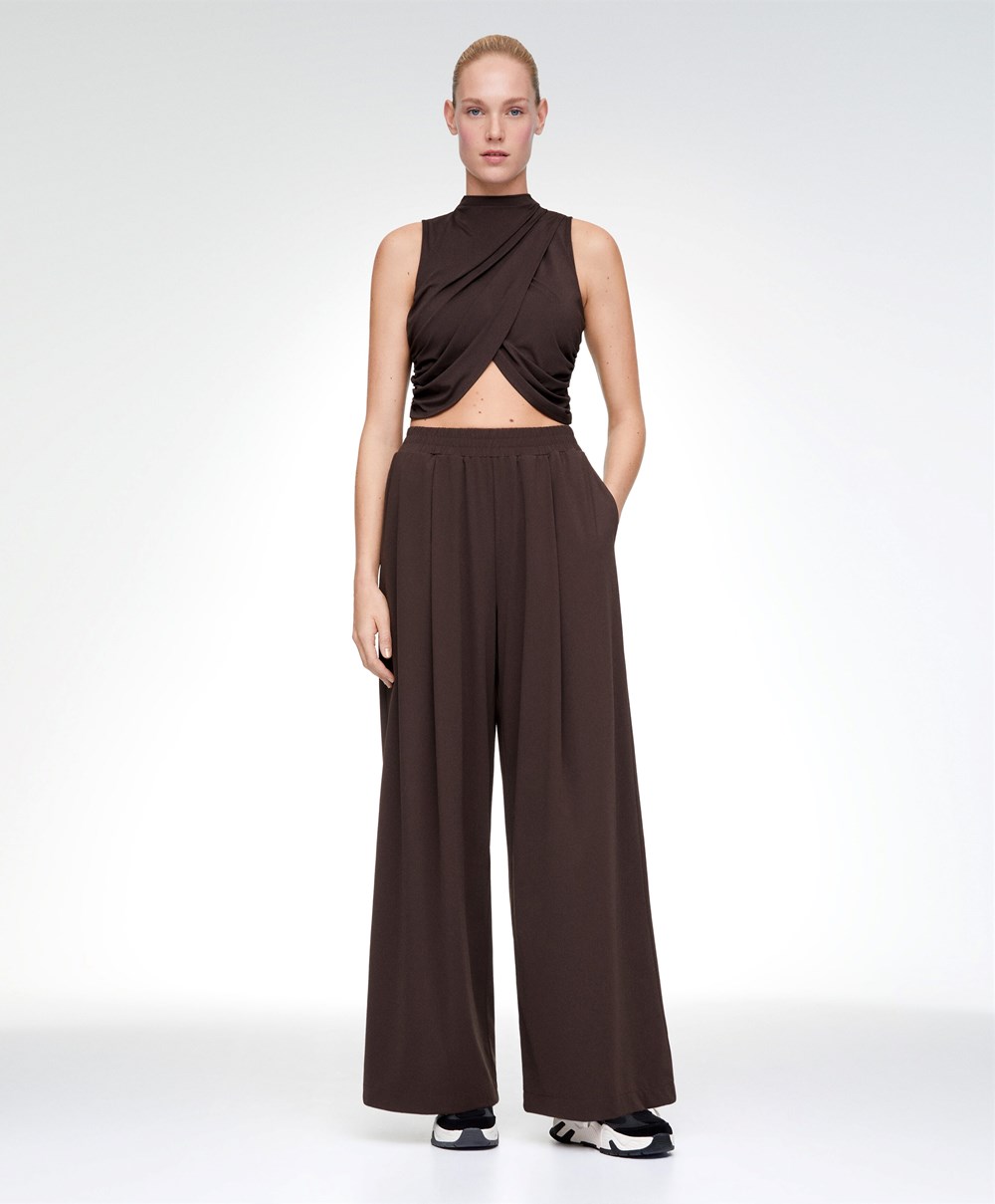 Oysho Light Touch Oversize Ευθεία-leg Trousers καφε | SRTYUZ-279