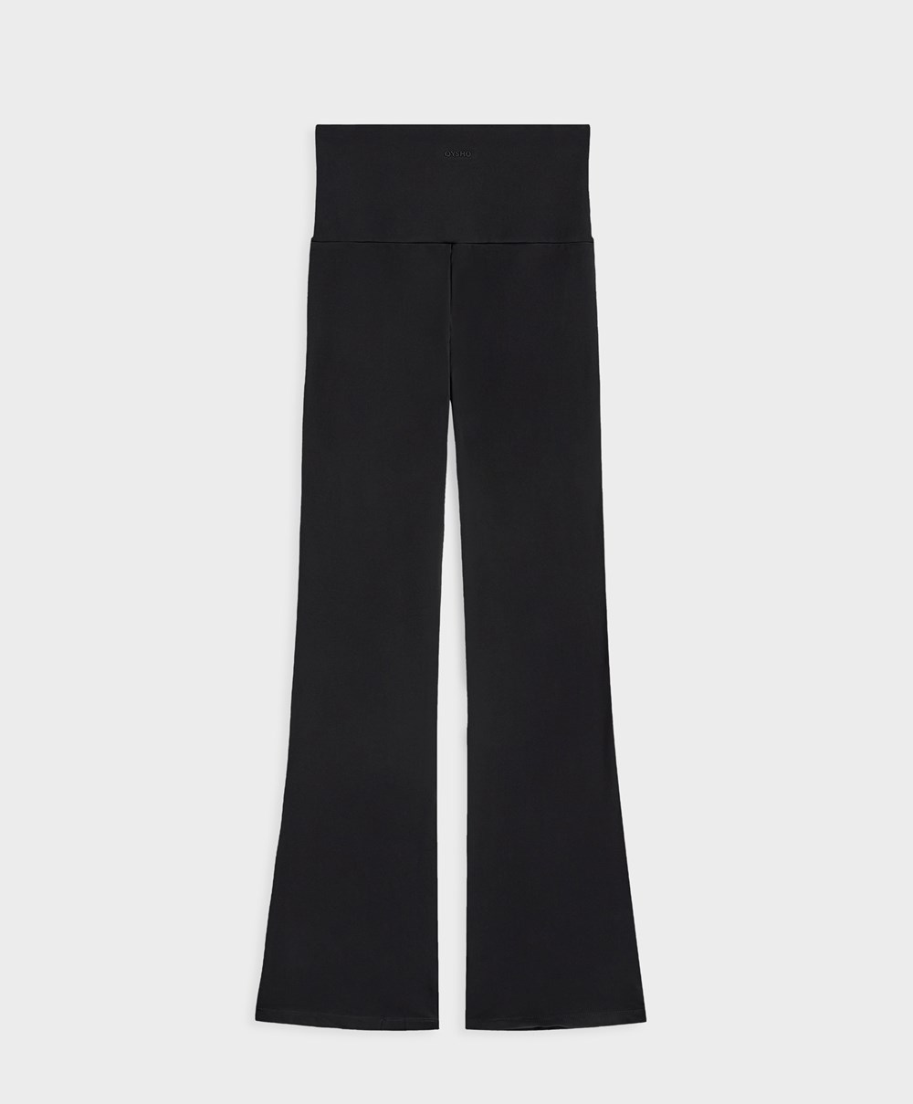 Oysho Light Warm Flare Trousers μαυρα | AQRYZX-284