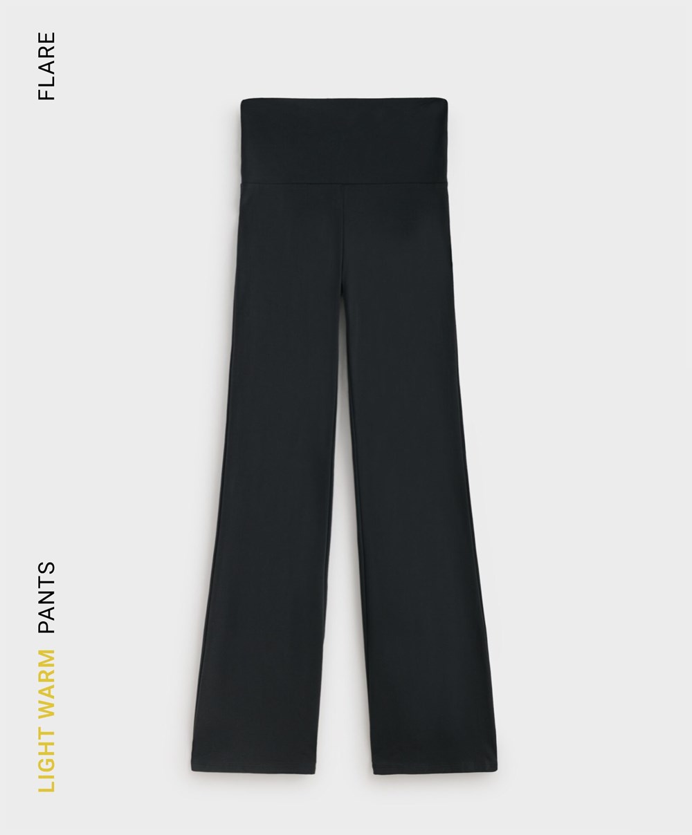 Oysho Light Warm Flare Trousers μαυρα | MIECPU-823