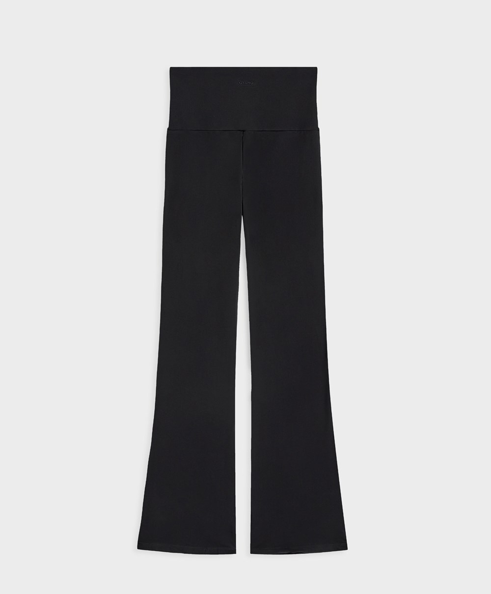 Oysho Light Warm Flare Trousers μαυρα | MIECPU-823