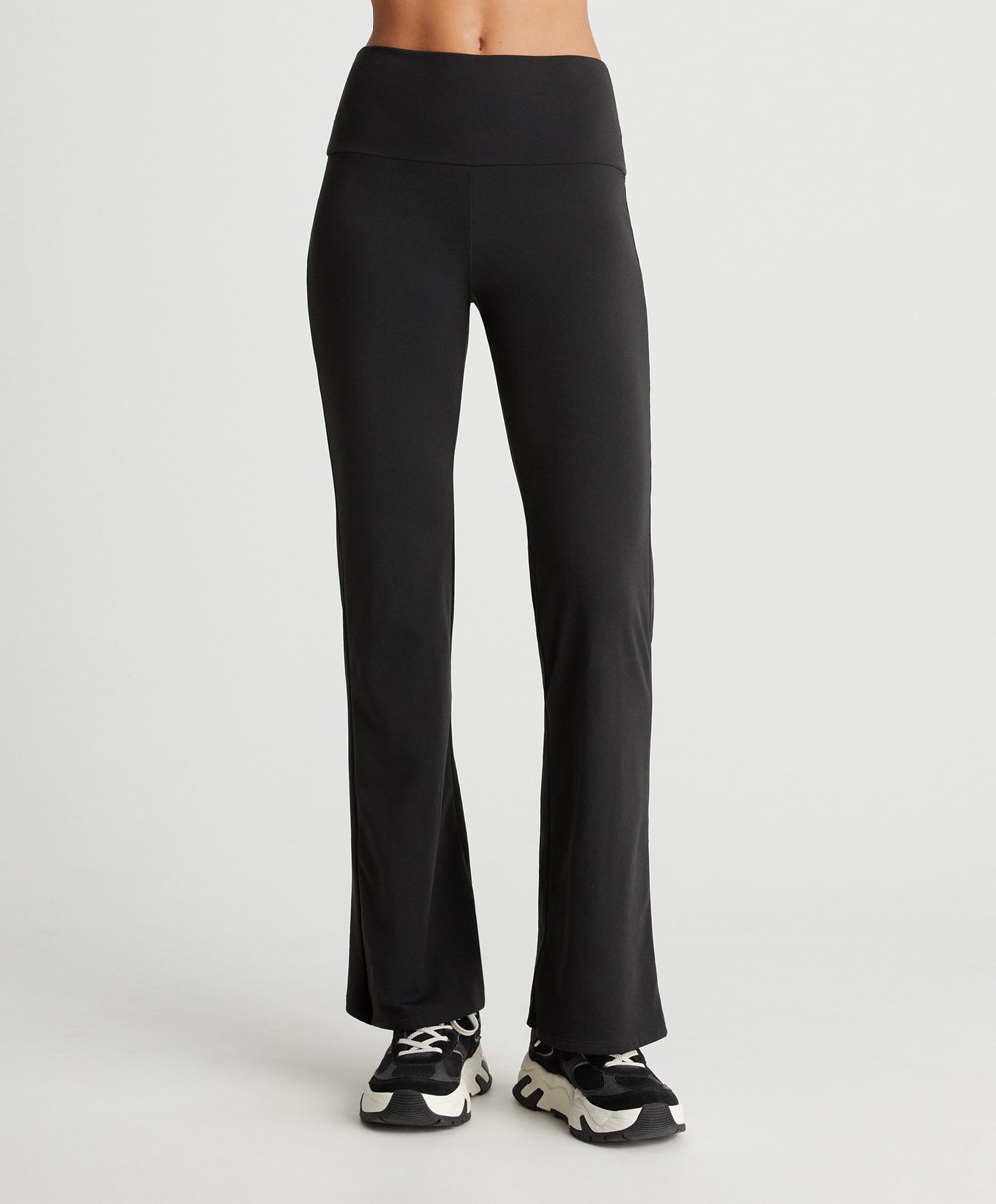 Oysho Light Warm Flare Trousers μαυρα | MIECPU-823