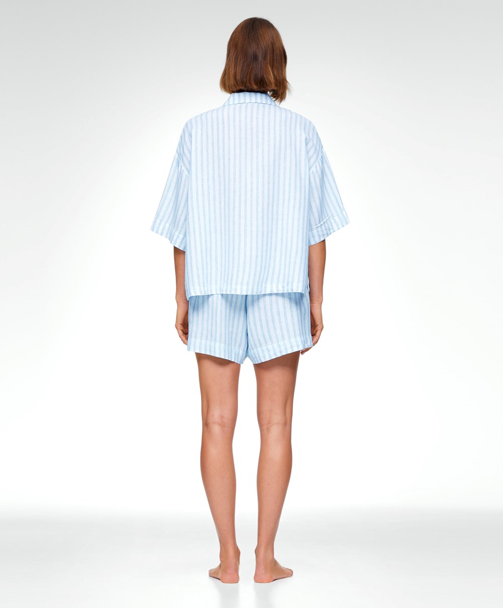 Oysho Linen Shorts Pale Ecru | DBYNTU-907