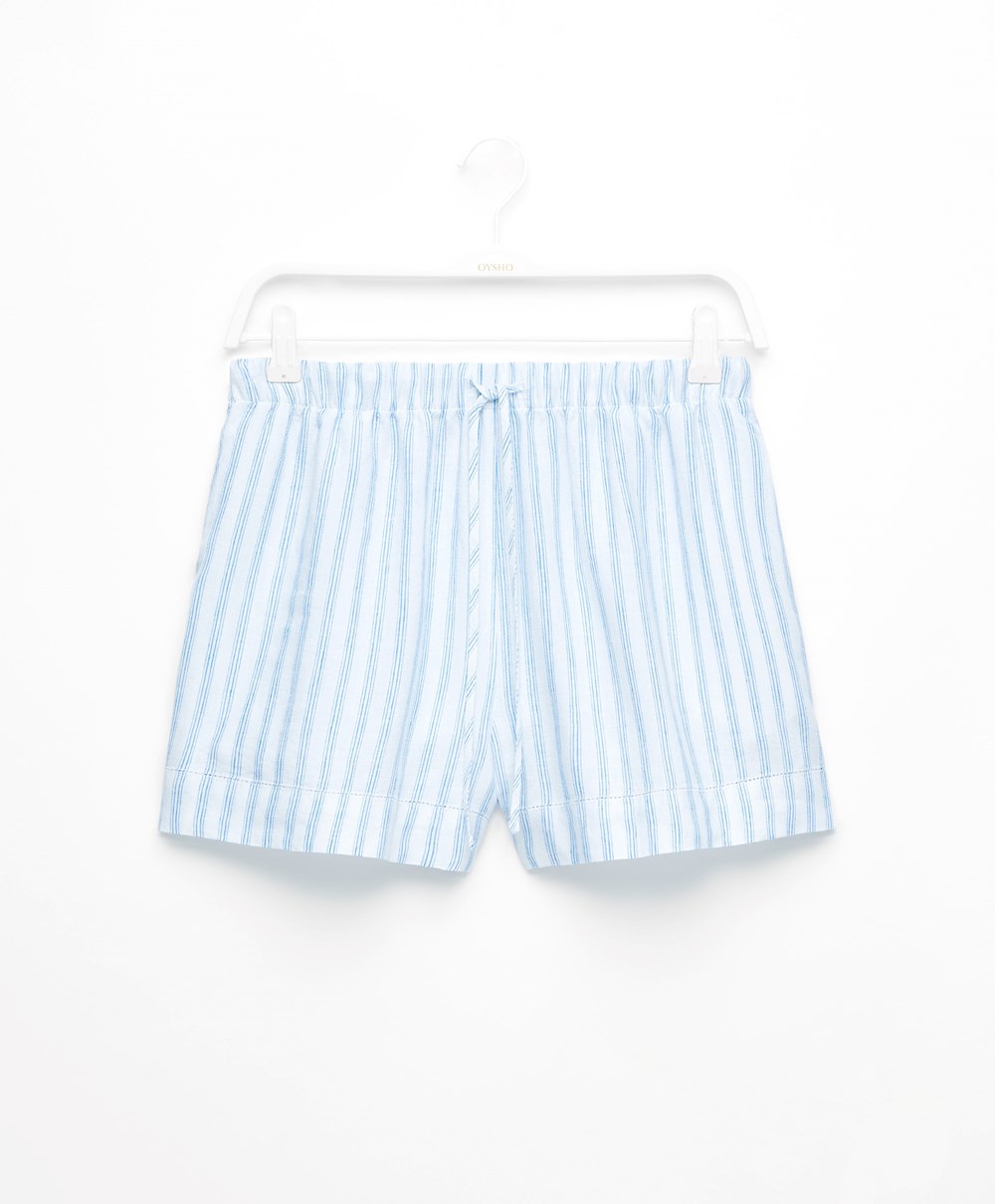 Oysho Linen Shorts Pale Ecru | DBYNTU-907