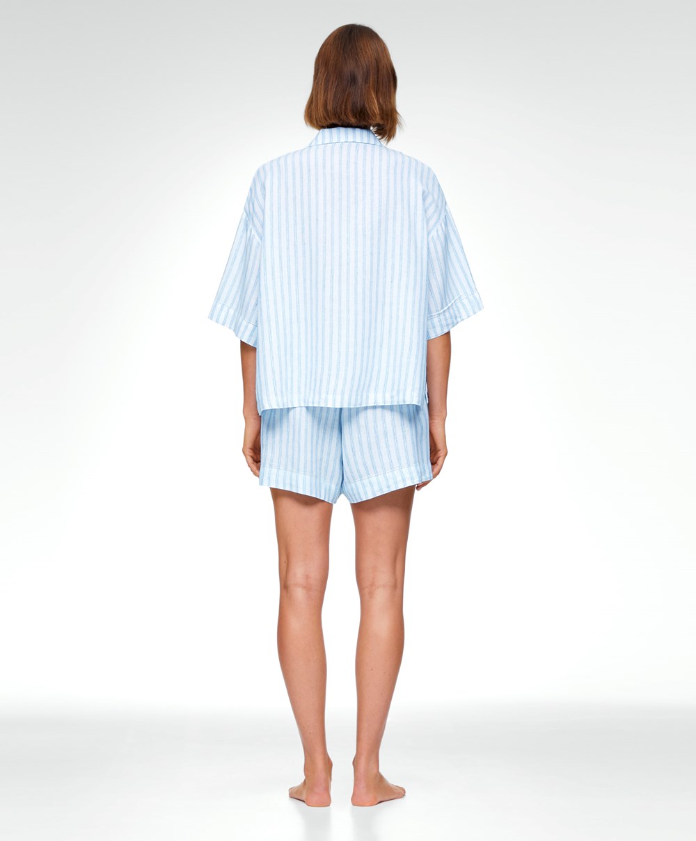 Oysho Linen Shorts Pale Ecru | FRVIAO-958