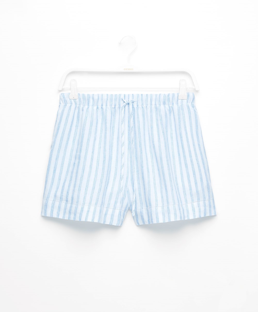 Oysho Linen Shorts Pale Ecru | FRVIAO-958