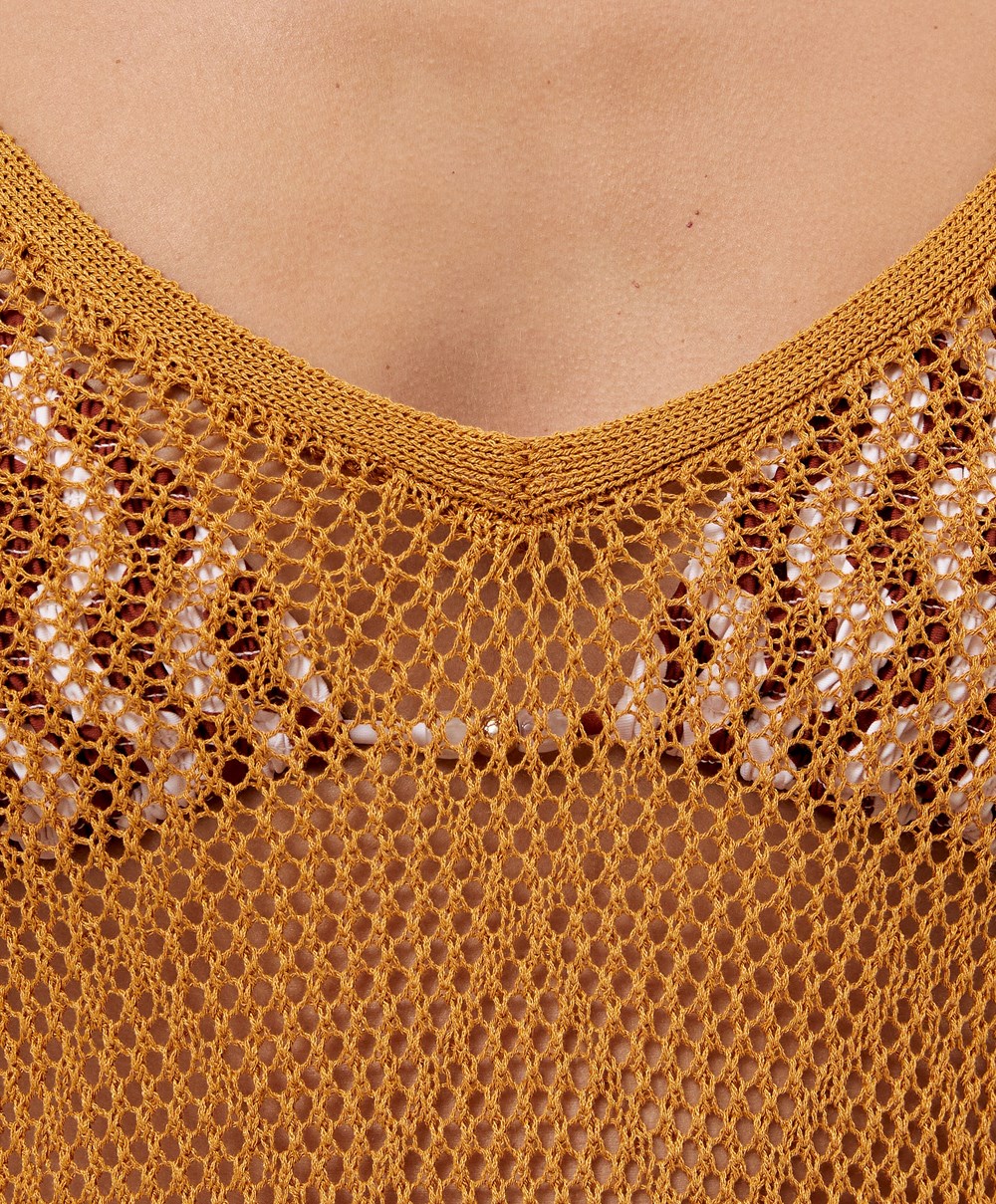 Oysho Long Crochet φορεμα Honey | MFEVWQ-846