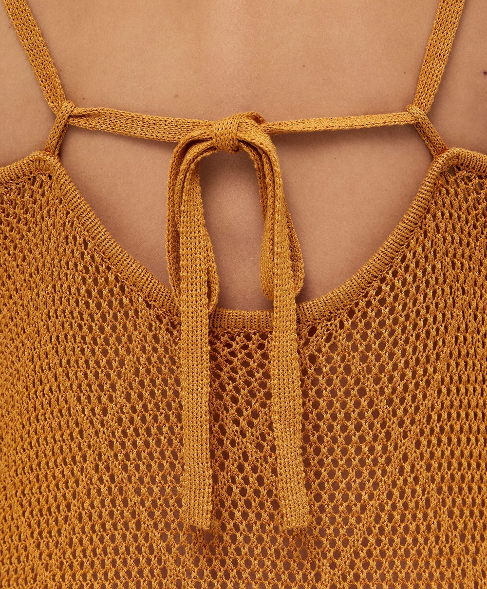 Oysho Long Crochet φορεμα Honey | MFEVWQ-846