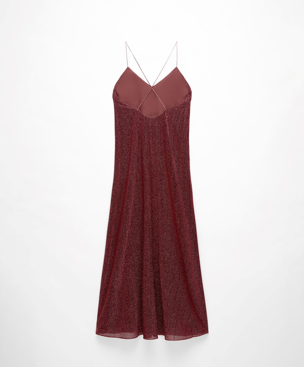 Oysho Long Metallic Thread φορεμα ροζ | AWSMZN-347