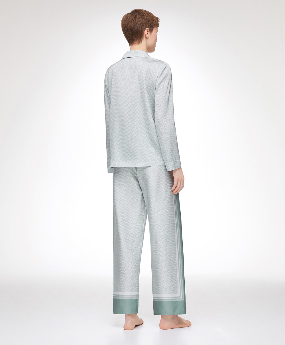 Oysho Long Satin Trousers πρασινο | WXNQRJ-157