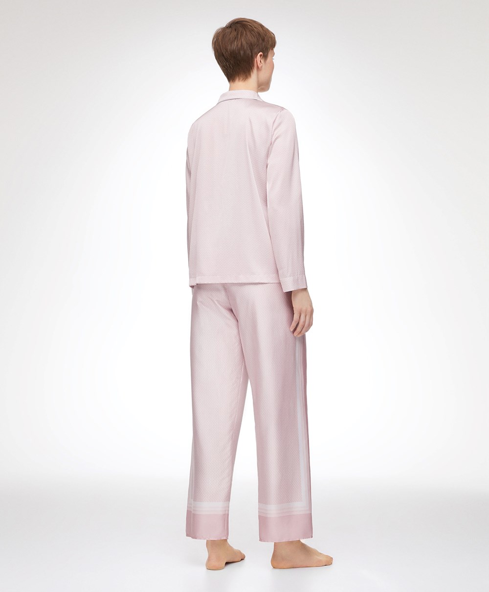 Oysho Long Satin Trousers ροζ | WOIUKR-319