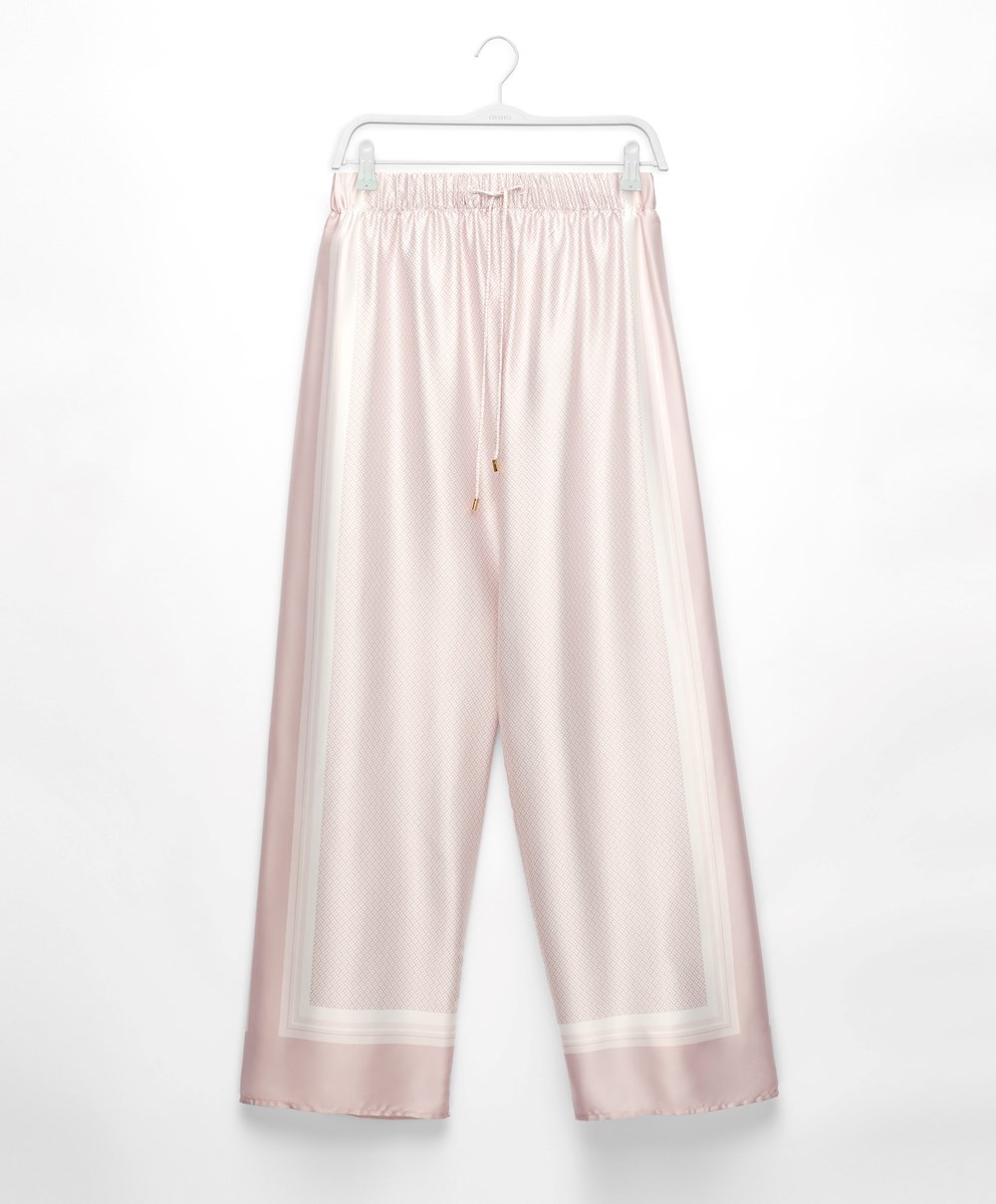 Oysho Long Satin Trousers ροζ | WOIUKR-319