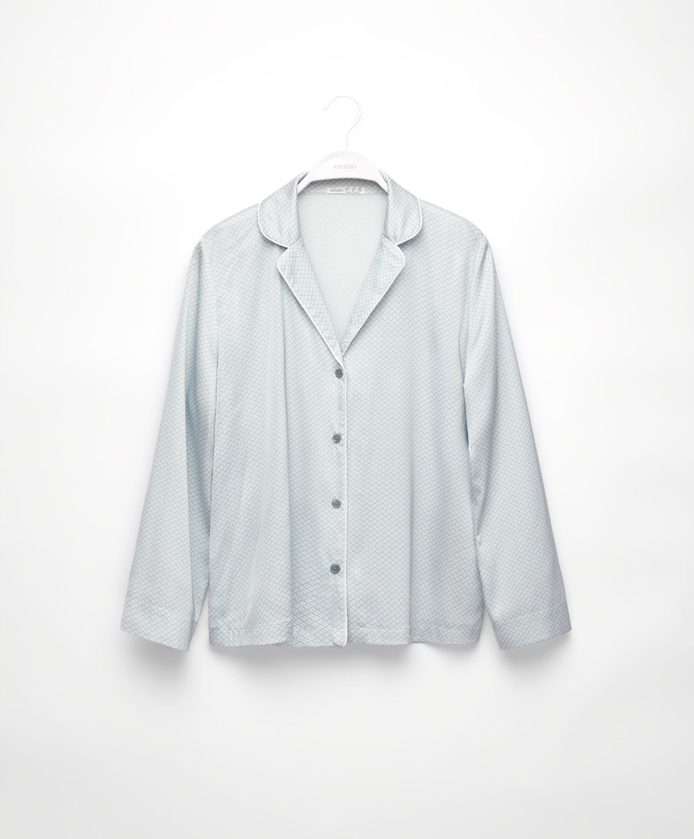 Oysho Long-sleeved Satin Shirt πρασινο | NROEUF-713