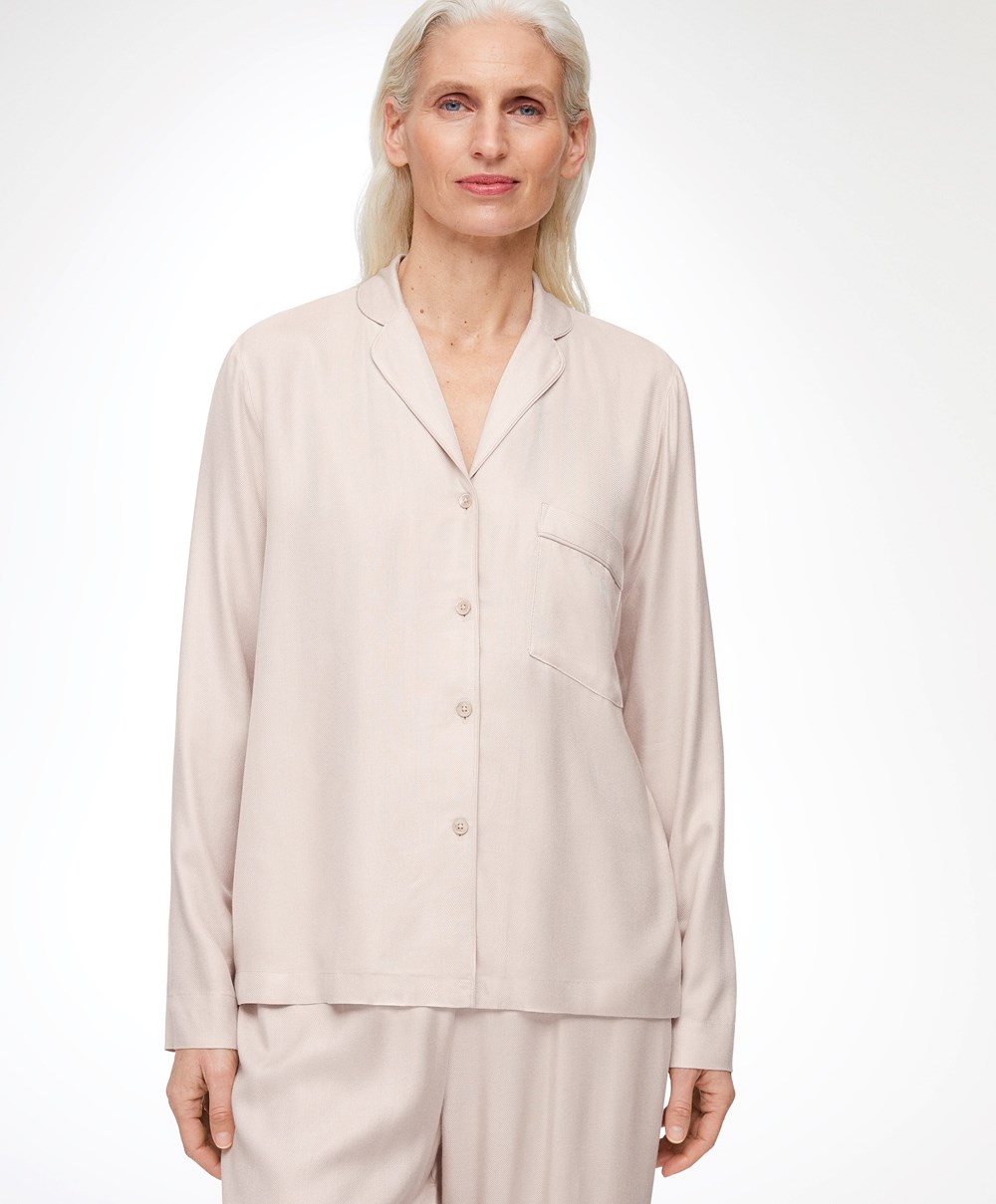 Oysho Long-sleeved Shirt With Piping Stone | LYGKPR-209