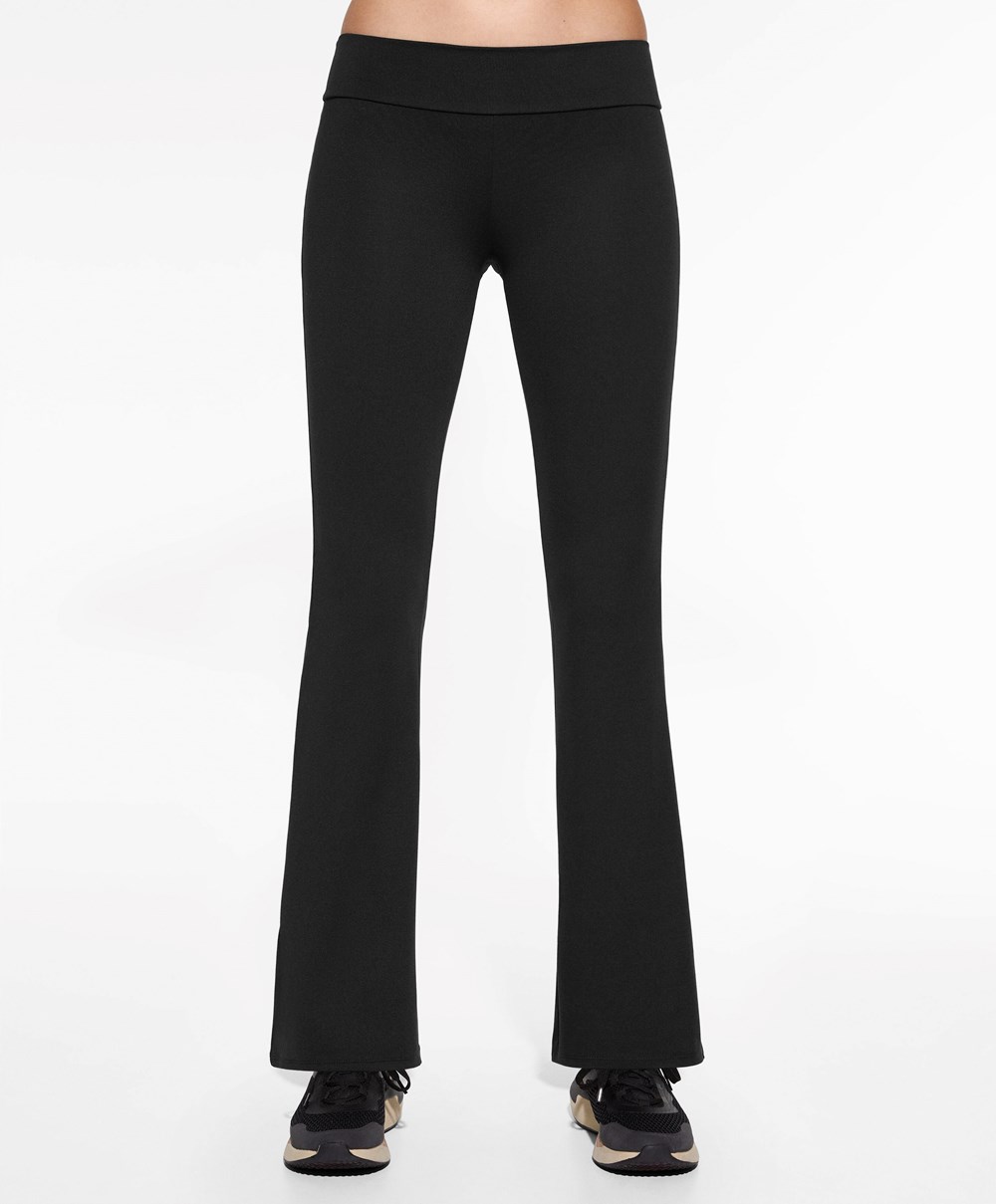 Oysho Low-rise Ανεση Flare Trousers μαυρα | XQNLZK-104