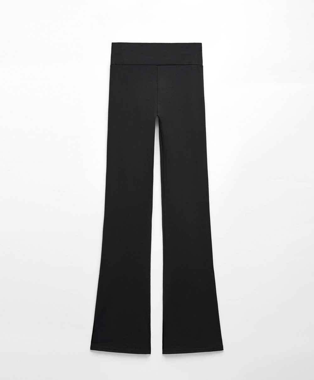 Oysho Low-rise Ανεση Flare Trousers μαυρα | XQNLZK-104