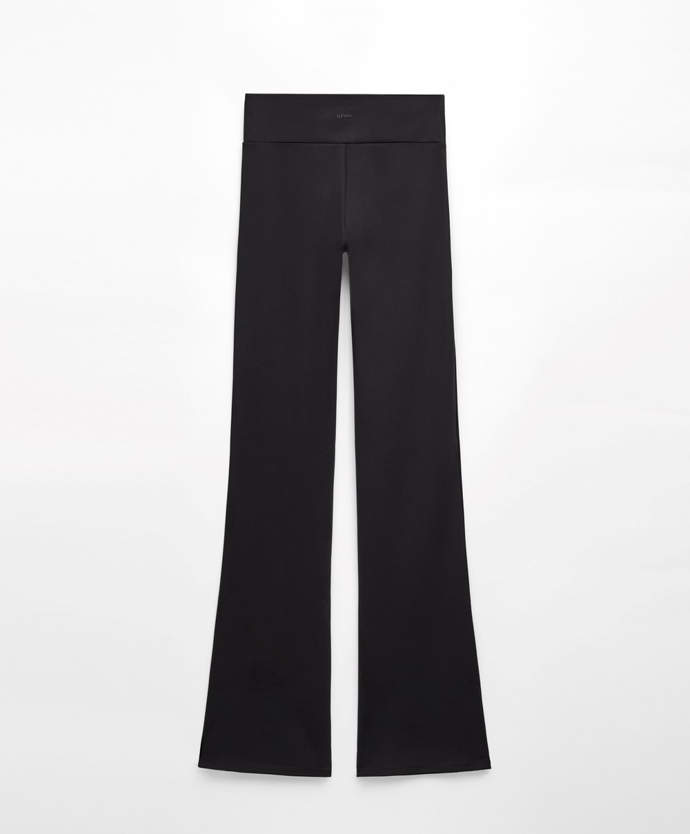 Oysho Low-rise Ανεση Flare Trousers μαυρα | XQNLZK-104