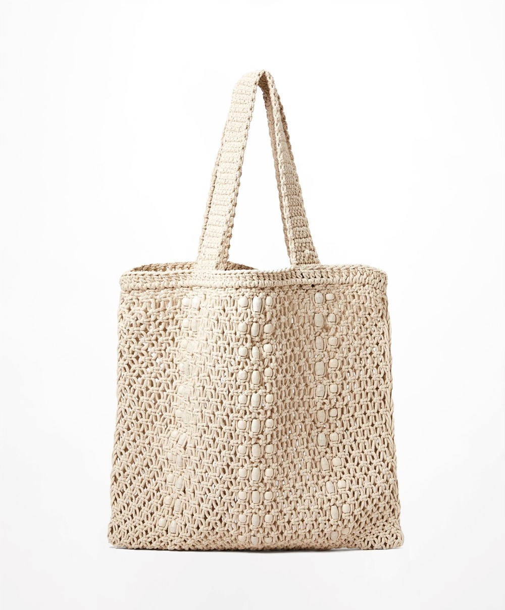 Oysho Macramé Tote Bag Natural | IZSXQM-926