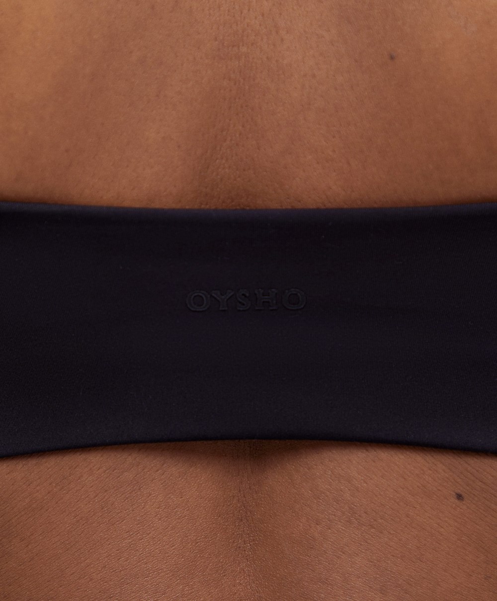 Oysho Medium Support Bandeau Sports Bra With Cups μαυρα | PBASOD-083