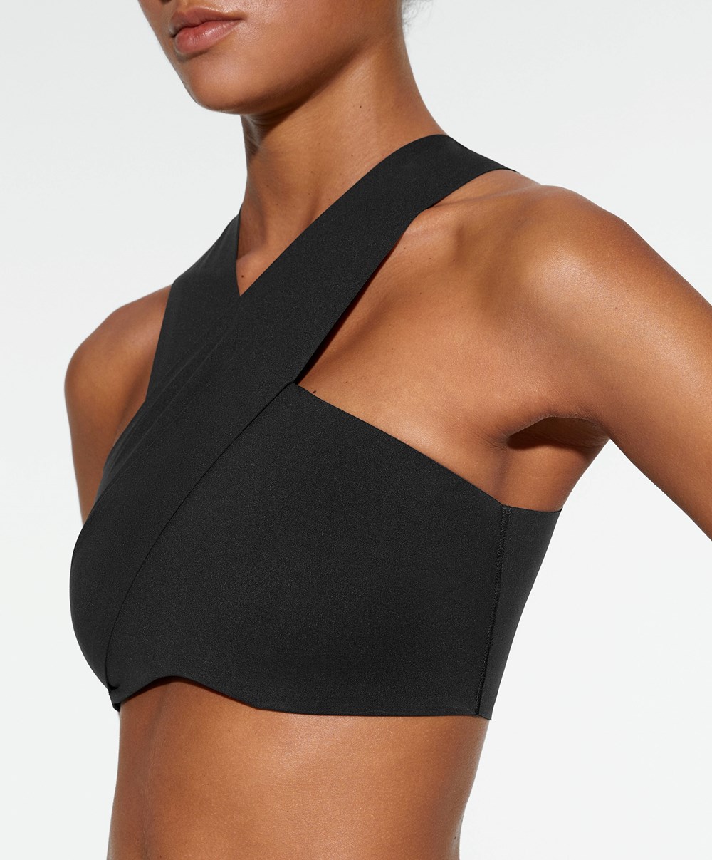 Oysho Medium Support Compressive Sports Bra μαυρα | MHQTPV-108