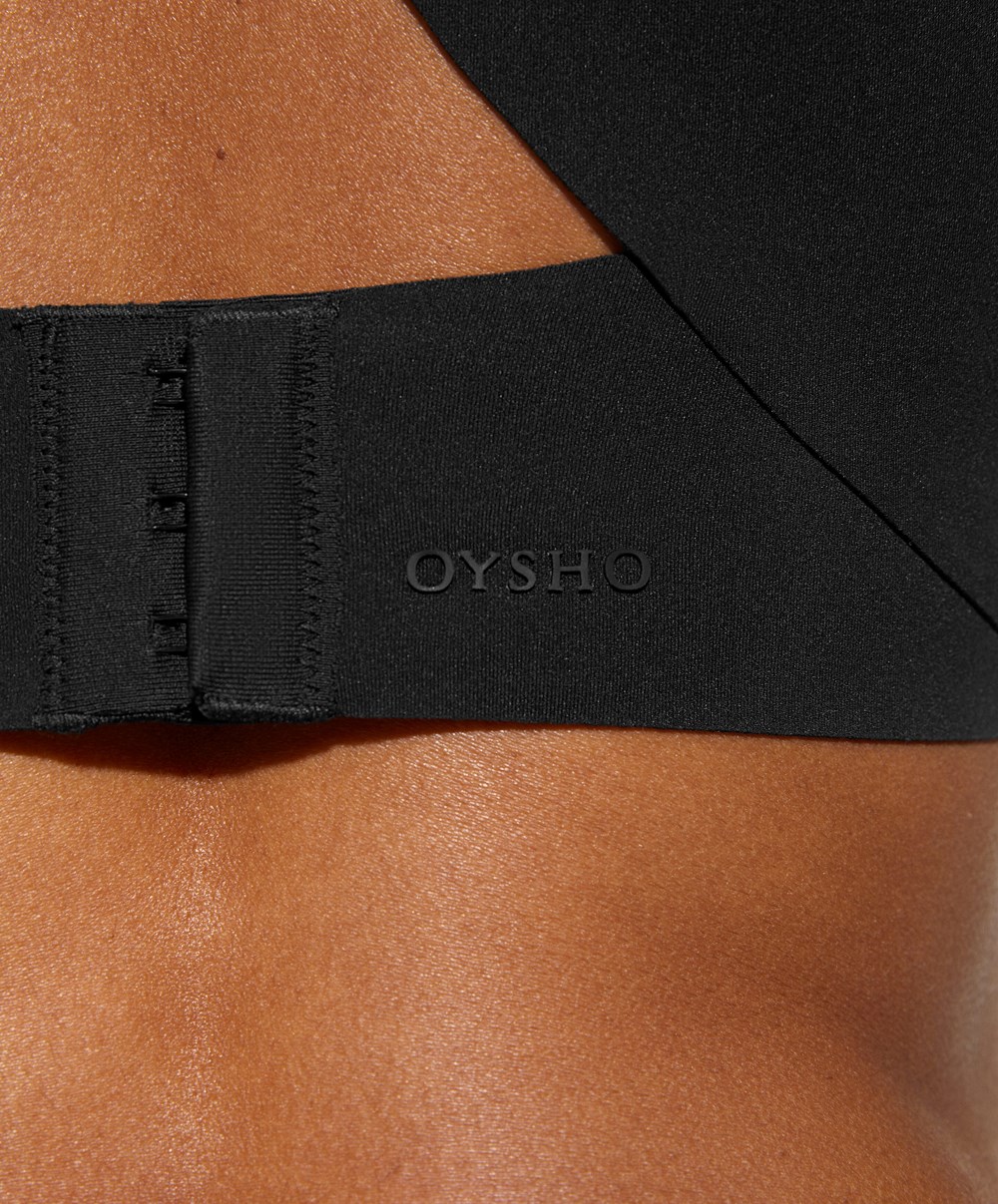 Oysho Medium Support Compressive Sports Bra μαυρα | MHQTPV-108