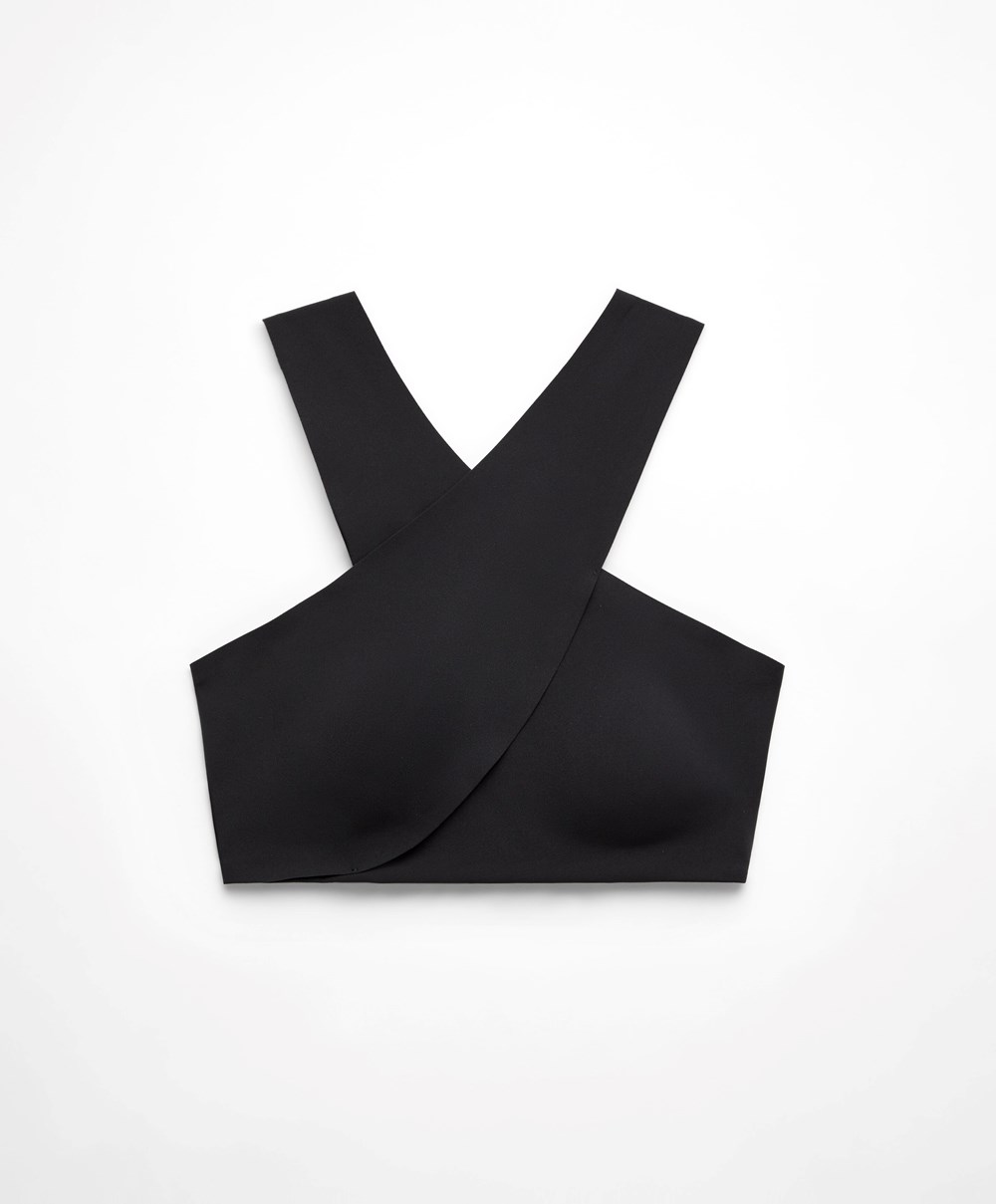 Oysho Medium Support Compressive Sports Bra μαυρα | MHQTPV-108