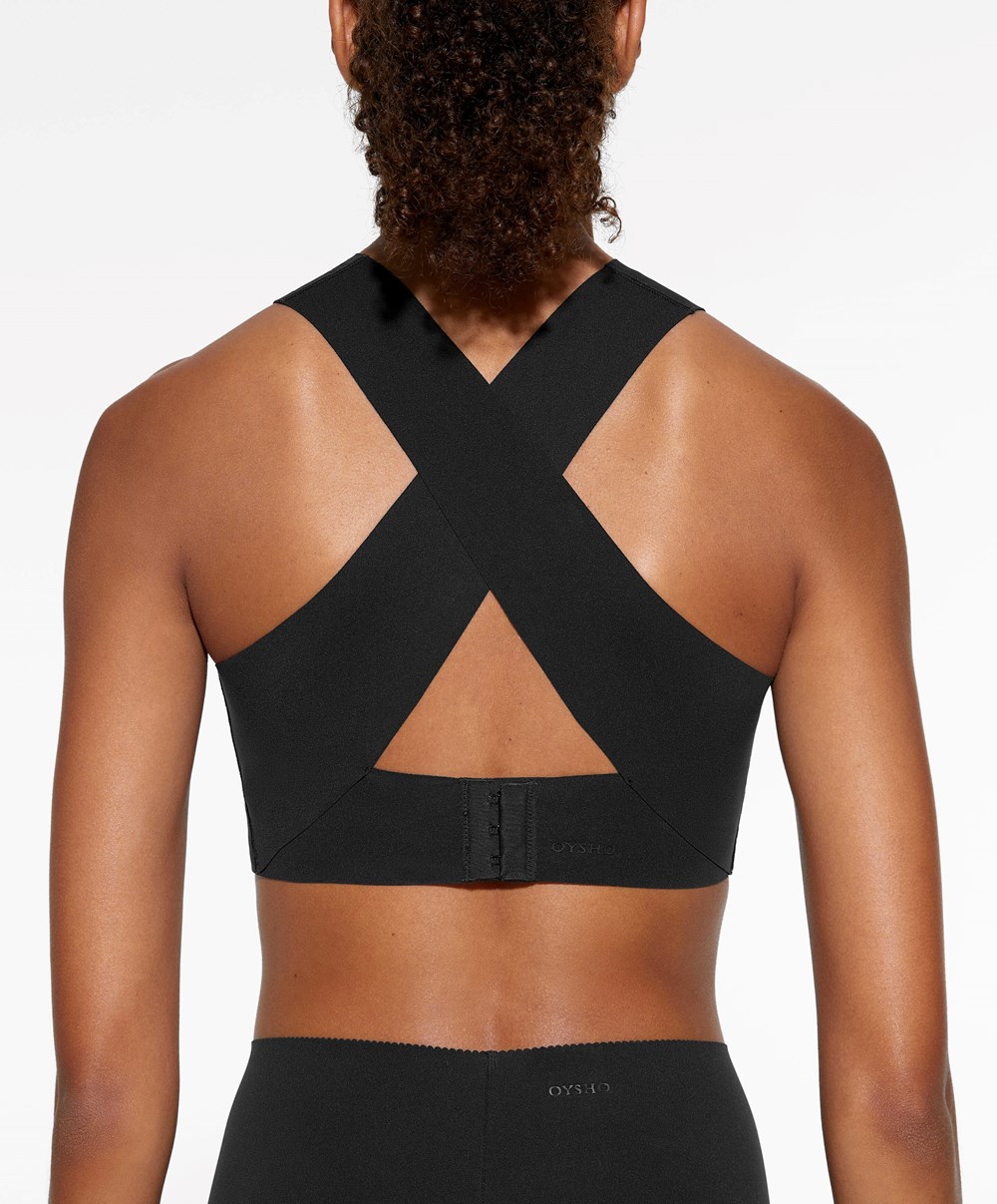 Oysho Medium Support Compressive Sports Bra μαυρα | TWEAOV-391