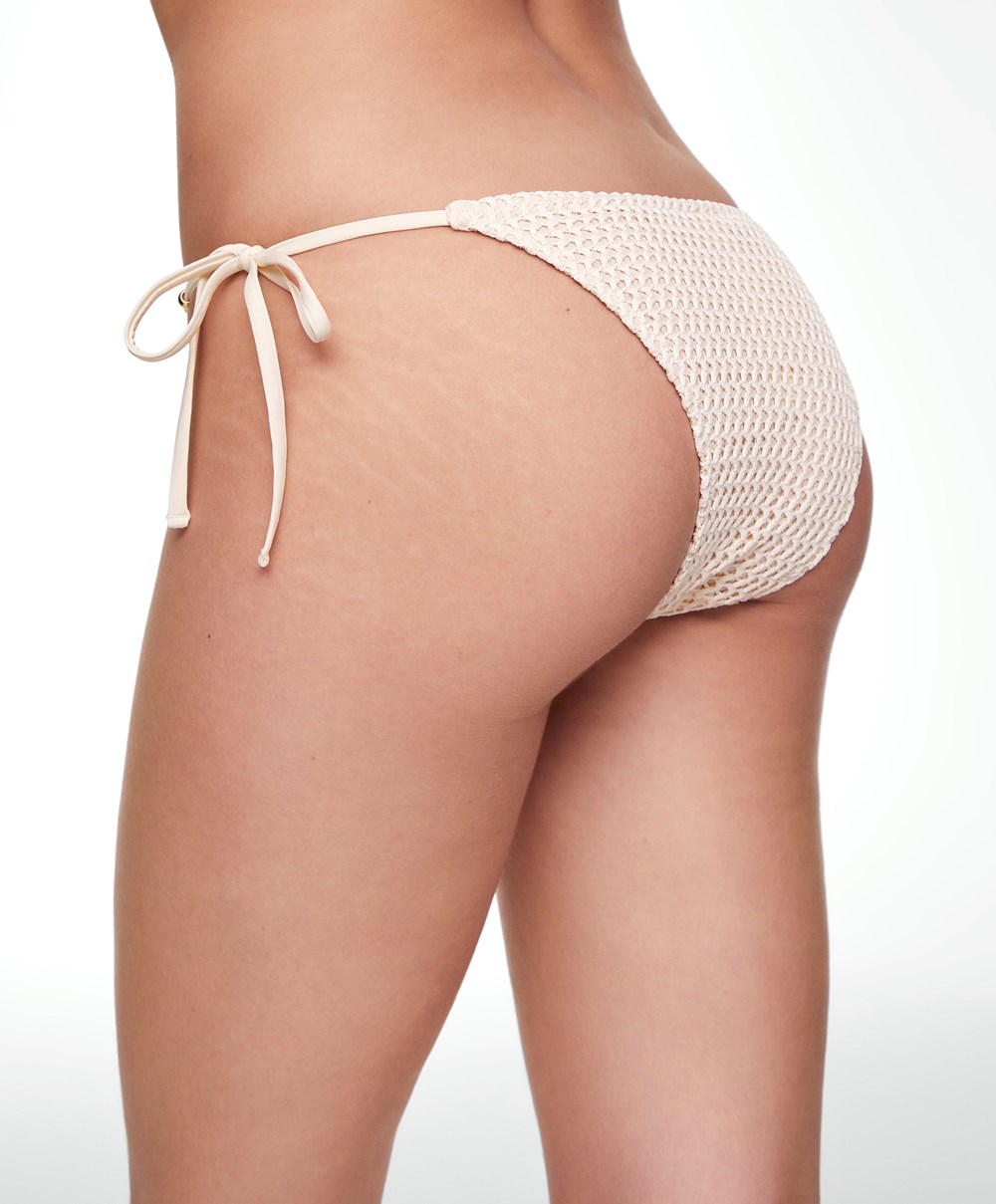 Oysho Medium-coverage Crochet Μπικίνι Briefs With Ties Natural | TENKIU-658