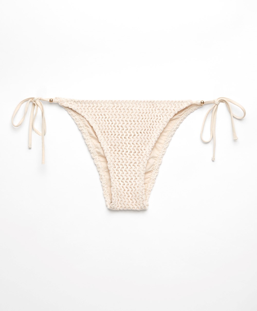 Oysho Medium-coverage Crochet Μπικίνι Briefs With Ties Natural | TENKIU-658