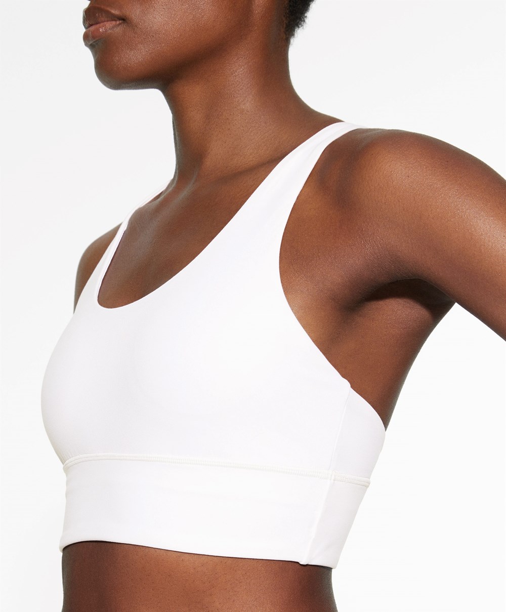 Oysho Medium-support Sports Bra With Cups Cream-white | BKRETS-529