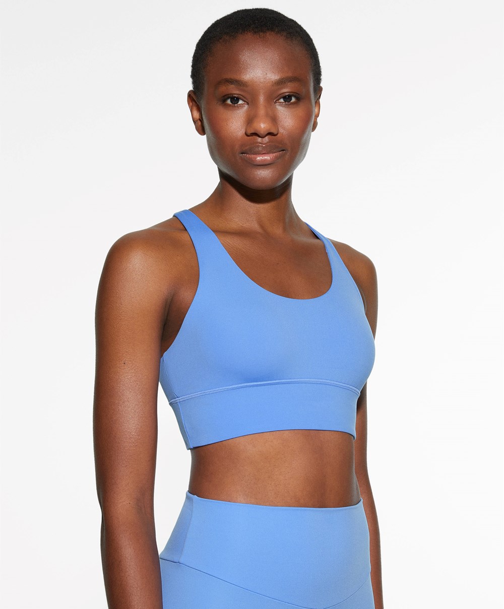 Oysho Medium-support Sports Bra With Cups λεβάντα | DSJUOE-826