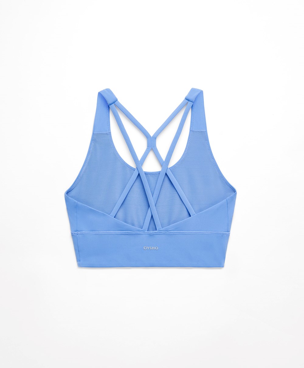 Oysho Medium-support Sports Bra With Cups λεβάντα | DSJUOE-826