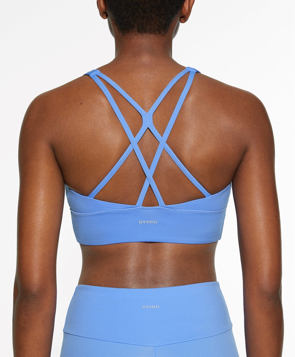 Oysho Medium-support Sports Bra With Cups λεβάντα | DSJUOE-826