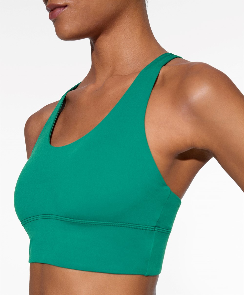 Oysho Medium-support Sports Bra With Cups πρασινο | FNEKJO-965