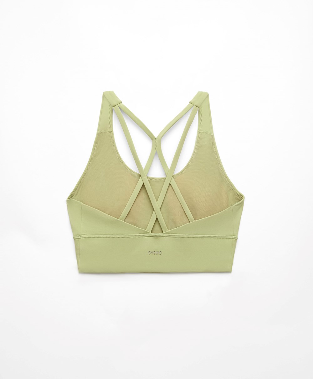 Oysho Medium-support Sports Bra With Cups πρασινο | GMZVWJ-549