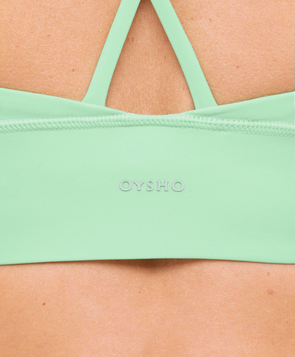 Oysho Medium-support Sports Bra With Cups μεντα | GYTVAP-608