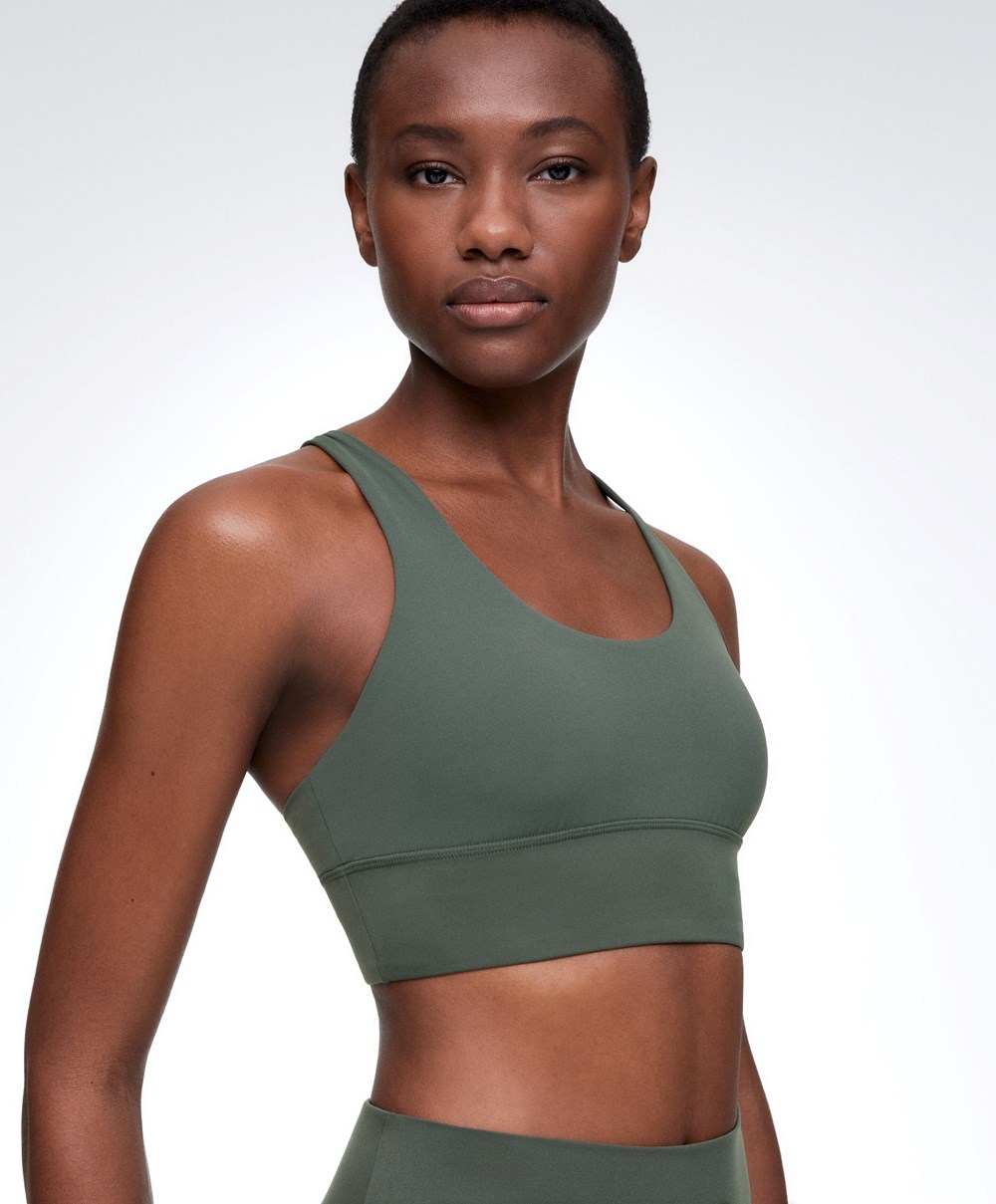 Oysho Medium-support Sports Bra With Cups πρασινο | IBLPAT-918