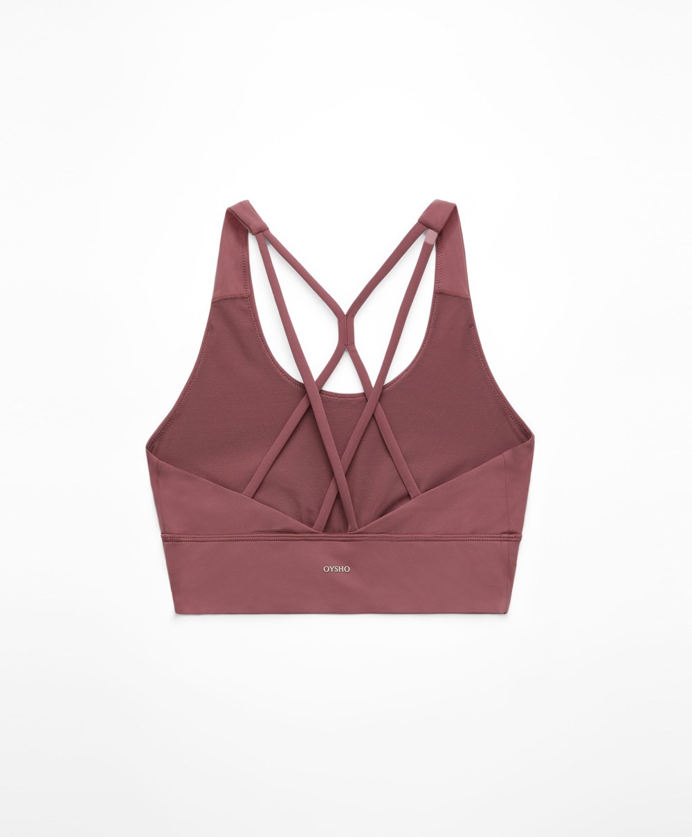 Oysho Medium-support Sports Bra With Cups Fig | LAIFJB-537