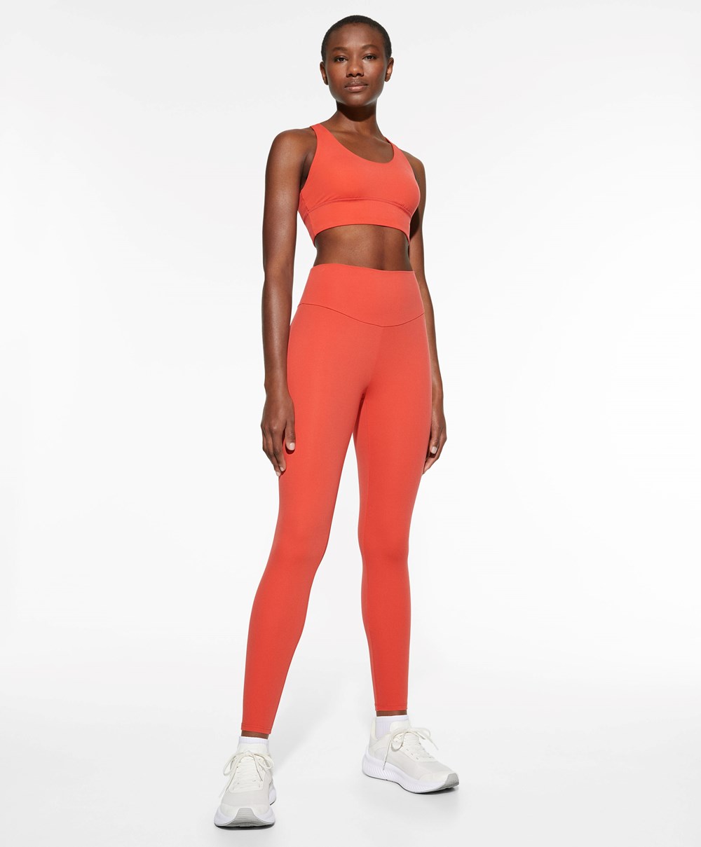 Oysho Medium-support Sports Bra With Cups πορτοκαλι | MAECOV-693