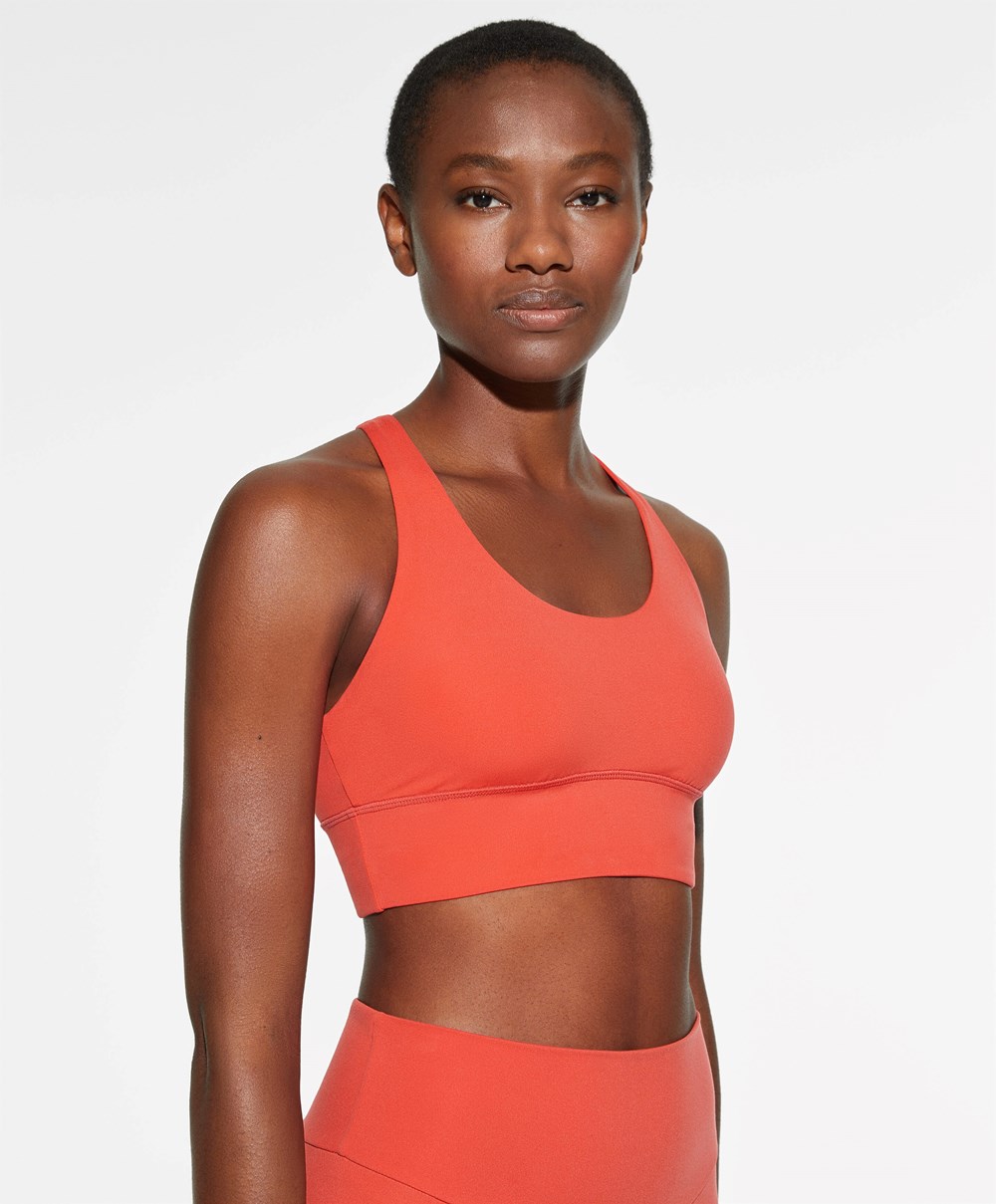 Oysho Medium-support Sports Bra With Cups πορτοκαλι | MAECOV-693