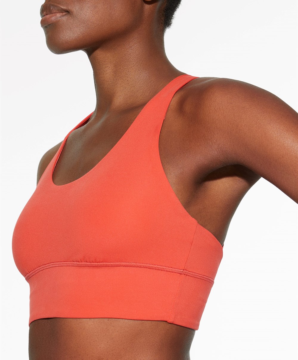 Oysho Medium-support Sports Bra With Cups πορτοκαλι | MAECOV-693