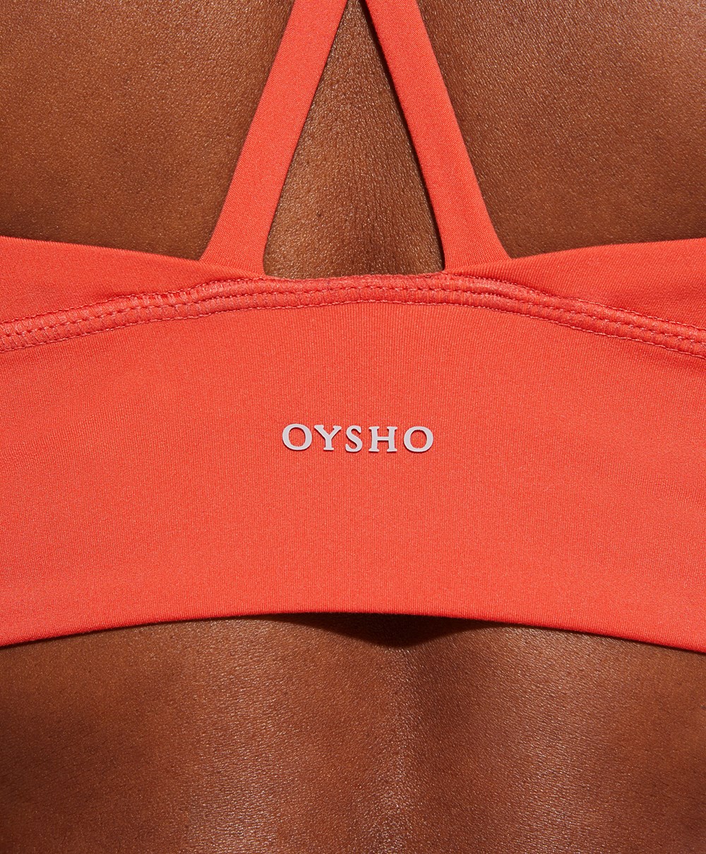 Oysho Medium-support Sports Bra With Cups πορτοκαλι | MAECOV-693