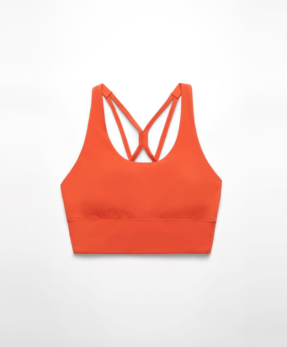 Oysho Medium-support Sports Bra With Cups πορτοκαλι | MAECOV-693