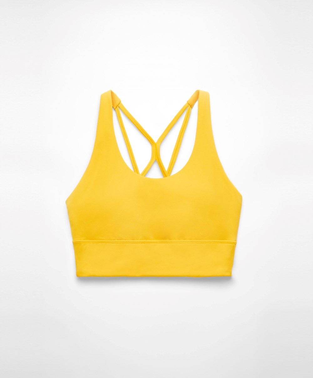 Oysho Medium-support Sports Bra With Cups κίτρινα | NXPCVS-627